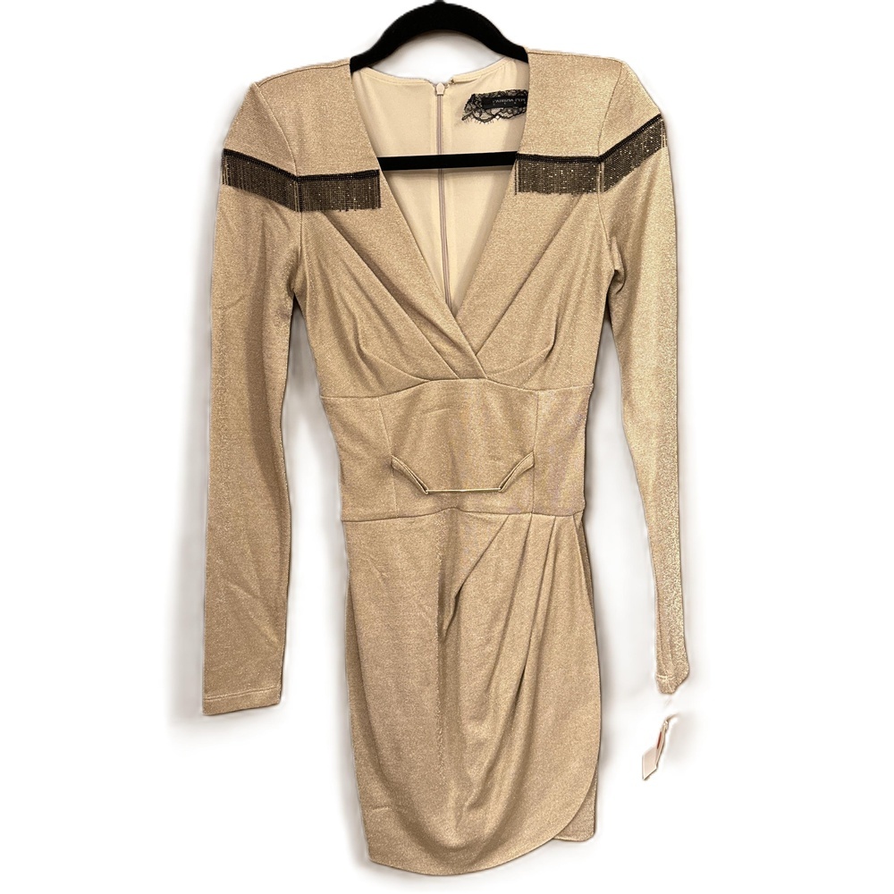 NWT Patrizia Pepe Cream Shimmer Fabric Vneck Bodycon Dress Size 2
